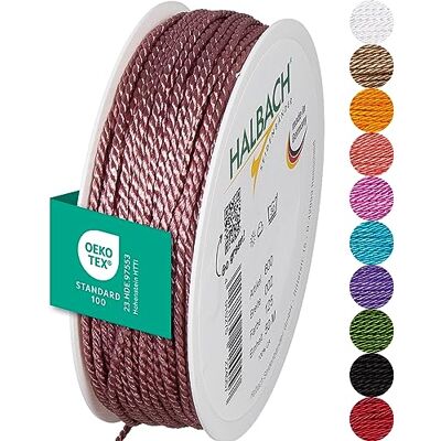 Halbach Seidenbänder Premium Kordel (Dunkelpink) Breite 2mm Länge 50m Made in Germany & Öko-Tex Zertifiziert glänzende Satinkordel aus Acetat Halbach Seidenbänder Premium Kordel (Dunkelpink) Breite 2mm Länge 50m Made in Germany & Öko-Tex Zertifiziert glänzende Satinkordel aus Acetat