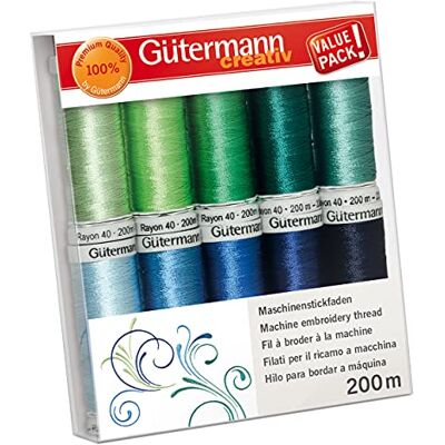 Gütermann creativ Maschinenstickfaden-Set mit 10 Spulen Rayon 40 200 m in verschiedenen Farben Gütermann creativ Maschinenstickfaden-Set mit 10 Spulen Rayon 40 200 m in verschiedenen Farben