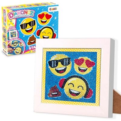 DIAMONDZ CRYSTAL PAINTING Starter Set Funny Face Diamond Painting Kinder EMOJI Schablone, DIY Diamant Malerei Kinder Bastelset, 15x15cm DIAMONDZ CRYSTAL PAINTING Starter Set Funny Face Diamond Painting Kinder EMOJI Schablone, DIY Diamant Malerei Kinder Bastelset, 15x15cm