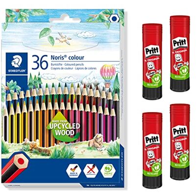 Staedtler Noris colour Buntstifte Set inklusive 4 Pritt Klebestifte, bruchfest, ergonomische Softoberfläche, starker, langlebiger Klebstoff, 36 Buntstifte + 4 Klebestifte á 22 g, 185 CD36X Staedtler Noris colour Buntstifte Set inklusive 4 Pritt Klebestifte, bruchfest, ergonomische Softoberfläche, starker, langlebiger Klebstoff, 36 Buntstifte + 4 Klebestifte á 22 g, 185 CD36X