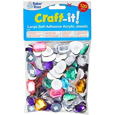 Baker Ross Xawy-974 Große selbstklebende Acryl-Edelsteine (120 Stück) zum Basteln für Kinder Baker Ross Xawy-974 Große selbstklebende Acryl-Edelsteine (120 Stück) zum Basteln für Kinder
