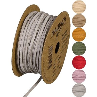 Halbach Seidenbänder veganes Lederband Breite 3mm Länge 20m Kunst Lederschnur zur Herstellung von Armbändern 100% veganes Lederimitat Band für DIY Handwerk, Farbe: grau Halbach Seidenbänder veganes Lederband Breite 3mm Länge 20m Kunst Lederschnur zur Herstellung von Armbändern 100% veganes Lederimitat Band für DIY Handwerk, Farbe: grau