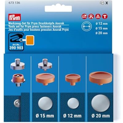 Prym 673136 Werkzeug-Set für Druckknöpfe Anorak, 12, 15 und 20 mm Prym 673136 Werkzeug-Set für Druckknöpfe Anorak, 12, 15 und 20 mm