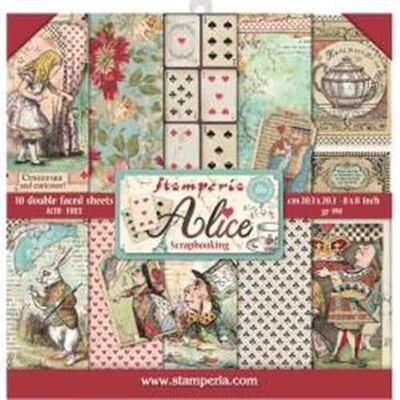 Stamperia SBBS01 Papierblock 10 Blätter 20.3 x 20.3 (8" x 8") doppelseitig Alice, Mehrfarbig Stamperia SBBS01 Papierblock 10 Blätter 20.3 x 20.3 (8" x 8") doppelseitig Alice, Mehrfarbig