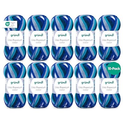 Gründl Wolle Lisa Premium color Garn zum Stricken mit Farbverlauf Strickgarn Häkelgarn Weich und hautfreundlich 100% Polyacryl 10 Knäuel 50 g / 133 m -Nadelstärke 3,5-4,5 blaugrün-grün Gründl Wolle Lisa Premium color Garn zum Stricken mit Farbverlauf Strickgarn Häkelgarn Weich und hautfreundlich 100% Polyacryl 10 Knäuel 50 g / 133 m -Nadelstärke 3,5-4,5 blaugrün-grün