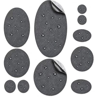 aZengear Selbstklebende Reparaturflicken – wasserdicht, reißfest sowie kälte- und hitzebeständig, aus Polyester zum Flicken von Daunenjacken, Schuhen, Zelten (11 Stück, Graphit) aZengear Selbstklebende Reparaturflicken – wasserdicht, reißfest sowie kälte- und hitzebeständig, aus Polyester zum Flicken von Daunenjacken, Schuhen, Zelten (11 Stück, Graphit)