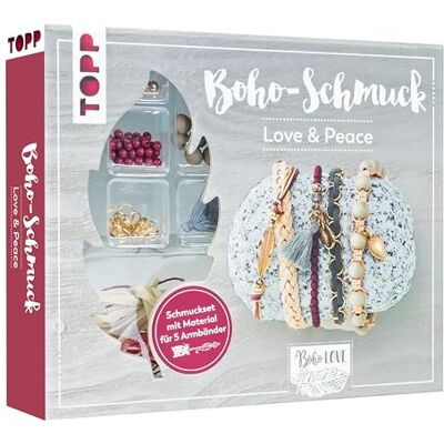 TOPP Boho-Schmuckset Love & Peace (Dunkelrot/Grau): Anleitung und Material für 5 Armbänder im Boho Look zum Selbermachen. Bänder, Biegeringe, Perlen und Anhänger. Nickelfrei TOPP Boho-Schmuckset Love & Peace (Dunkelrot/Grau): Anleitung und Material für 5 Armbänder im Boho Look zum Selbermachen. Bänder, Biegeringe, Perlen und Anhänger. Nickelfrei
