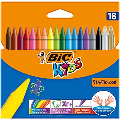 BIC Plastidecor farbig Wachsmalstifte, Klassisch, 18 Stück (1er Pack) BIC Plastidecor farbig Wachsmalstifte, Klassisch, 18 Stück (1er Pack)