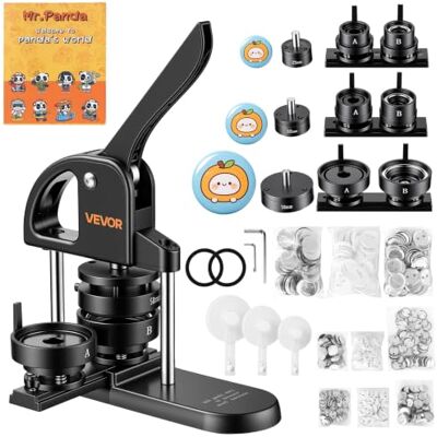 VEVOR Buttonmaschine 25/32/58 mm Knopfmachermaschine Schwarz 300 Stk. Mit Kreisschneider Zauberbuch & Ergonomischem Griff für DIY-Anstecker Pins Kühlschrankmagnete & Schlüsselanhänger VEVOR Buttonmaschine 25/32/58 mm Knopfmachermaschine Schwarz 300 Stk. Mit Kreisschneider Zauberbuch & Ergonomischem Griff für DIY-Anstecker Pins Kühlschrankmagnete & Schlüsselanhänger