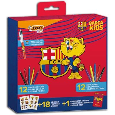 BIC Kids Malset FC Barcelona mit 4 exklusiven Kugelschreibern: CAT, 12 Buntstifte Tropicolors, 12 Kid Couleur-Marker, Malbuch und 18 FC Barcelona-Aufkleber BIC Kids Malset FC Barcelona mit 4 exklusiven Kugelschreibern: CAT, 12 Buntstifte Tropicolors, 12 Kid Couleur-Marker, Malbuch und 18 FC Barcelona-Aufkleber