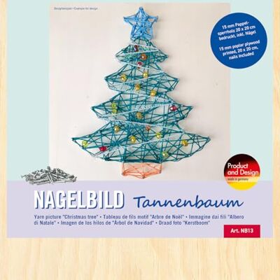 Pebaro NB13 Nagelbild Kreativ Set, Bastelset, Fadenbild, Fadenspannbild, String Art, mit vorgedrucktem Motiv Tannenbaum, inkl. Nägel, Basteln mit Holz, kreative Geschenkidee, Dekoartikel, 20 x 20 cm Pebaro NB13 Nagelbild Kreativ Set, Bastelset, Fadenbild, Fadenspannbild, String Art, mit vorgedrucktem Motiv Tannenbaum, inkl. Nägel, Basteln mit Holz, kreative Geschenkidee, Dekoartikel, 20 x 20 cm