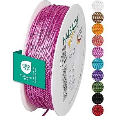 Halbach Seidenbänder Premium Kordel (rosa) Breite 2mm Länge 50m Made in Germany & Öko-Tex Zertifiziert glänzende Satinkordel aus Acetat Halbach Seidenbänder Premium Kordel (rosa) Breite 2mm Länge 50m Made in Germany & Öko-Tex Zertifiziert glänzende Satinkordel aus Acetat