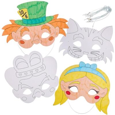 Baker Ross FN181 Alice im Wunderland Ausmalmasken 8er-Pack, Faschingskostüm Basteln Baker Ross FN181 Alice im Wunderland Ausmalmasken 8er-Pack, Faschingskostüm Basteln