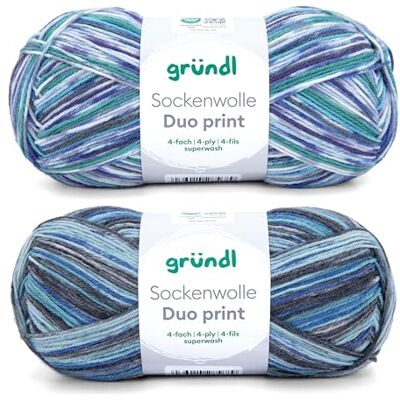 Gründl Wolle Sockenwolle Duo Strickgarn für 2 Paar Socken Strapazierfähig und hautfreundlich 75% Schurwolle, 25% Polyamid 2 Knäuel 100 g / 420 m Nadelstärke 2,5-3 türkis-hellgrau Gründl Wolle Sockenwolle Duo Strickgarn für 2 Paar Socken Strapazierfähig und hautfreundlich 75% Schurwolle, 25% Polyamid 2 Knäuel 100 g / 420 m Nadelstärke 2,5-3 türkis-hellgrau