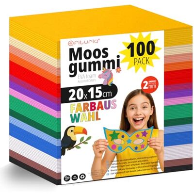OFITURIA 100 Blatt Moosgummi Set, Bunte Farben, Format 20x15 cm – Ideal für Bastelprojekte, DIY, Schule, Kunst & Dekoration (Glitzer) OFITURIA 100 Blatt Moosgummi Set, Bunte Farben, Format 20x15 cm – Ideal für Bastelprojekte, DIY, Schule, Kunst & Dekoration (Glitzer)