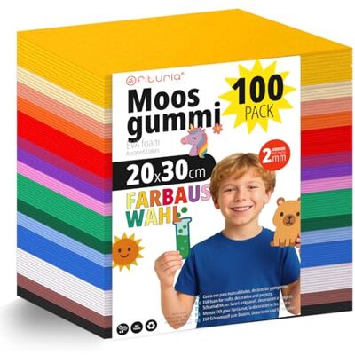 OFITURIA 100 Blatt Moosgummi Set, Bunte Farben, Format 20x30 cm – Ideal für Bastelprojekte, DIY, Schule, Kunst & Dekoration (Glitzer) OFITURIA 100 Blatt Moosgummi Set, Bunte Farben, Format 20x30 cm – Ideal für Bastelprojekte, DIY, Schule, Kunst & Dekoration (Glitzer)