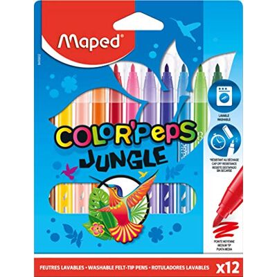 Maped Filzstifte/Fasermaler COLOR'PEPS JUNGLE mit mittlerer Spitze 12x Stifte, sortiert Maped Filzstifte/Fasermaler COLOR'PEPS JUNGLE mit mittlerer Spitze 12x Stifte, sortiert