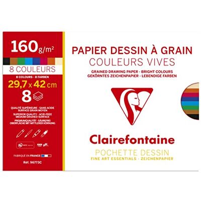 Clairefontaine 96773C 8 Bögen Zeichenpapier Etival A3 160g farbig sortiert Clairefontaine 96773C 8 Bögen Zeichenpapier Etival A3 160g farbig sortiert