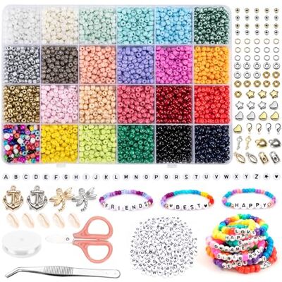 Noa Home Deco 4000 Stück 4mm Perlen Bunte Set,300 Stück Buchstabe Perlen,Glasperlen Ketten Selber Machen mit Elastischen Schnüre und Schere, Beads set für Armbänder Schmuck,für Weihnachten Kinder Geburtstage Party Noa Home Deco 4000 Stück 4mm Perlen Bunte Set,300 Stück Buchstabe Perlen,Glasperlen Ketten Selber Machen mit Elastischen Schnüre und Schere, Beads set für Armbänder Schmuck,für Weihnachten Kinder Geburtstage Party