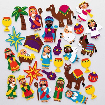 Baker Ross AX499 Weihnachtskrippe Moosgummi Sticker 200 Stück, Schaumstoff Aufkleber für Kinder zum Basteln, Gestalten und Dekorieren Baker Ross AX499 Weihnachtskrippe Moosgummi Sticker 200 Stück, Schaumstoff Aufkleber für Kinder zum Basteln, Gestalten und Dekorieren