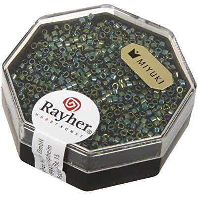 Rayher Hobby Delica-Rocailles, Miyuki-Rocailles, metallic, smaragd, 1,6 mm ø, Dose 4 g, Perlen zum Auffädeln, Glasperlen klein, 14760840 Rayher Hobby Delica-Rocailles, Miyuki-Rocailles, metallic, smaragd, 1,6 mm ø, Dose 4 g, Perlen zum Auffädeln, Glasperlen klein, 14760840
