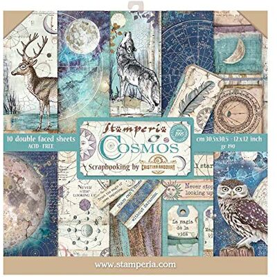 Stamperia SBBL56 Papierblock 10 Blätter doppelseitig Cosmos, Papier, Mehrfarbig, 30.5 x 30.5 (12" x 12"), 1 Set Stamperia SBBL56 Papierblock 10 Blätter doppelseitig Cosmos, Papier, Mehrfarbig, 30.5 x 30.5 (12" x 12"), 1 Set