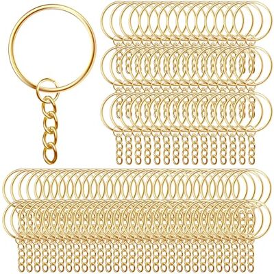 AiQInu 100 Stück 25mm Schlüsselanhänger mit Kette, Schlüsselringe mit Spaltringe, Schlüsselring Set für Schlüssel Handwerk DIY, Schmuckherstellung Gold AiQInu 100 Stück 25mm Schlüsselanhänger mit Kette, Schlüsselringe mit Spaltringe, Schlüsselring Set für Schlüssel Handwerk DIY, Schmuckherstellung Gold