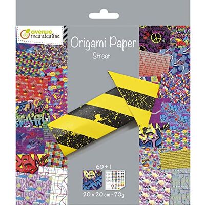 Avenue Mandarine OR520C Kreativbox mit Origami Papier, 60 Bögen, 20x20cm, 70g + 1 Stickerbogen Augen, ideal ab 7 Jahren, Street Art Avenue Mandarine OR520C Kreativbox mit Origami Papier, 60 Bögen, 20x20cm, 70g + 1 Stickerbogen Augen, ideal ab 7 Jahren, Street Art