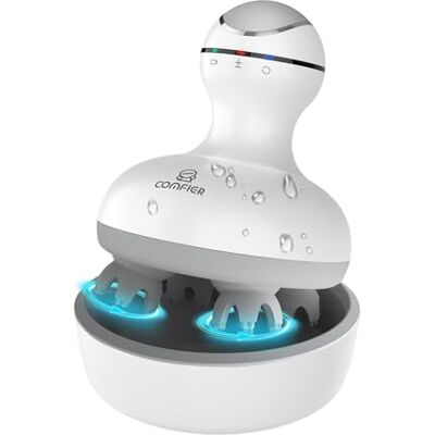 COMFIER Elektrisches Kopfhaut-Massagegerät Kabellos Portables Kopfmassagegerät, IPX7 wasserdicht, 4 Knetmassageköpfe für Tiefenreinigung und entspannende Kopfhautmassage COMFIER Elektrisches Kopfhaut-Massagegerät Kabellos Portables Kopfmassagegerät, IPX7 wasserdicht, 4 Knetmassageköpfe für Tiefenreinigung und entspannende Kopfhautmassage