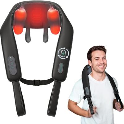 Snailax kabelloses 4D Shiatsu‑Nacken‑Rückenmassagegerät mit 6 Knetrollen Snailax kabelloses 4D Shiatsu‑Nacken‑Rückenmassagegerät mit 6 Knetrollen