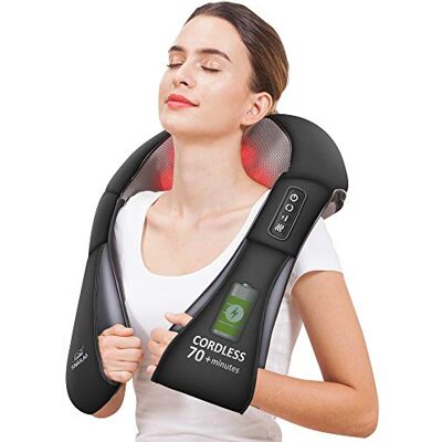 Snailax Kabellos Massagegerät Shiatsu Nackenmassagegerät mit Wärmefunktion, Massagegerät mit 4D-Rotierenden, Muskelentspannung für Nacken Schulter Rücken, Geschenke für Männer/Frauen/Mama/Papa Snailax Kabellos Massagegerät Shiatsu Nackenmassagegerät mit Wärmefunktion, Massagegerät mit 4D-Rotierenden, Muskelentspannung für Nacken Schulter Rücken, Geschenke für Männer/Frauen/Mama/Papa