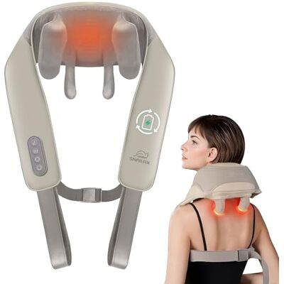 Snailax kabelloses 4D‑Shiatsu‑Nackenmassagegerät mit Wärme, Beige Snailax kabelloses 4D‑Shiatsu‑Nackenmassagegerät mit Wärme, Beige