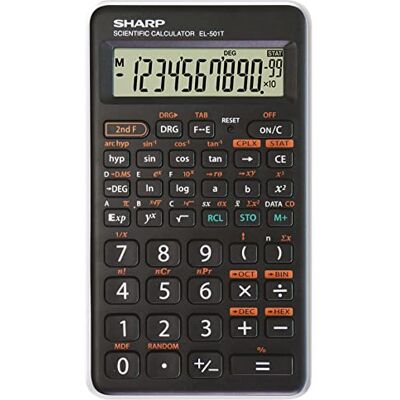 Sharp EL-501 T Wissenschaftlicher Schulrechner (1-zeilig, 10 Stellen, Batteriebetrieb) Schwarz-Weiß Sharp EL-501 T Wissenschaftlicher Schulrechner (1-zeilig, 10 Stellen, Batteriebetrieb) Schwarz-Weiß