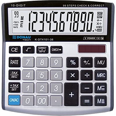 DONAU TECH Tischrechner / 10-Stellig Wurzelfunktion/ 13,6 x 13,4 x 2,8 cm/Silbern/Rechner mit 10-stelliger Anzeige/Dual-Power Solar Batteriebetrieb/Kompaktes Design DONAU TECH Tischrechner / 10-Stellig Wurzelfunktion/ 13,6 x 13,4 x 2,8 cm/Silbern/Rechner mit 10-stelliger Anzeige/Dual-Power Solar Batteriebetrieb/Kompaktes Design