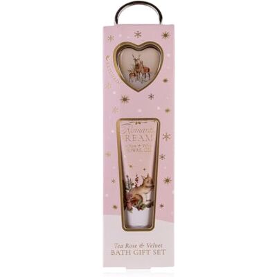 accentra Badeset ROMANTIC DREAMS in Geschenkbox, inkl. Duschgel und Schlüsselanhänger in Herz-Form, Duft: Tea Rose & Velvet, Frauen Geschenk Weihnachten Eichhörnchen, Reh, Hirsch accentra Badeset ROMANTIC DREAMS in Geschenkbox, inkl. Duschgel und Schlüsselanhänger in Herz-Form, Duft: Tea Rose & Velvet, Frauen Geschenk Weihnachten Eichhörnchen, Reh, Hirsch