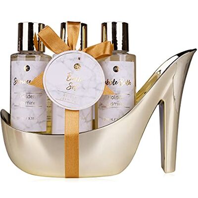 accentra MARBLE Badeset Geschenkset in wunderschönem, goldenem Pumps 4-teiliges Badeset Beautyset Pflegeset Duschset – für ein entspanntes SPAErlebnis accentra MARBLE Badeset Geschenkset in wunderschönem, goldenem Pumps 4-teiliges Badeset Beautyset Pflegeset Duschset – für ein entspanntes SPAErlebnis