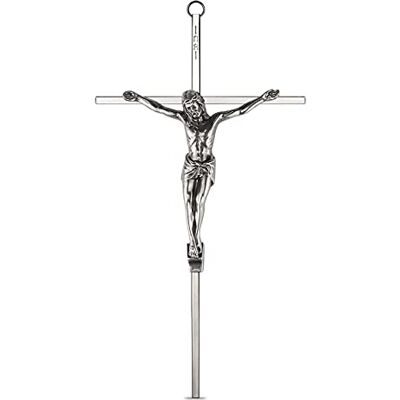 ACHIBANG Kruzifix Jesus Wandkreuz aus poliertem Metall, für Heimdekoration und Geschenk, 24 cm, Antiksilber ACHIBANG Kruzifix Jesus Wandkreuz aus poliertem Metall, für Heimdekoration und Geschenk, 24 cm, Antiksilber