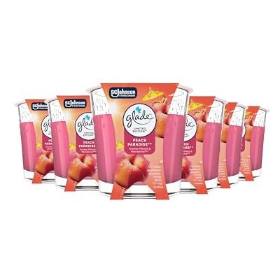 Glade ® Duft-Kerze im Glas, 6er Pack, Peach Paradise, bis zu 27 Stunden Brenndauer (6 x 112g) Glade ® Duft-Kerze im Glas, 6er Pack, Peach Paradise, bis zu 27 Stunden Brenndauer (6 x 112g)