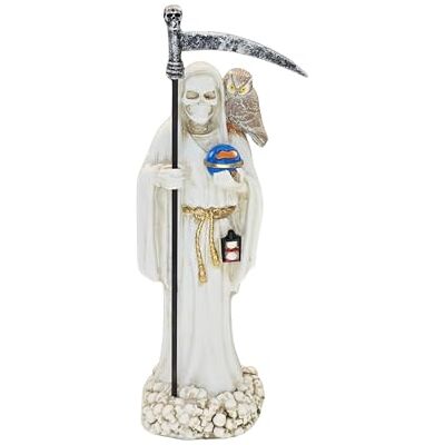 DRW Figur Santa Muerte aus Kunstharz, handbemalt, 20 cm (weiß) DRW Figur Santa Muerte aus Kunstharz, handbemalt, 20 cm (weiß)