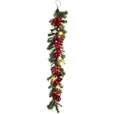 Flair Flower Künstliche Tannen-Girlande Tanne, Orchidee, Zapfen und Beeren, mit LED-Beleuchtung Weihnachtsgirlante Tannengirlande Lichterkette Kette Flair Flower Künstliche Tannen-Girlande Tanne, Orchidee, Zapfen und Beeren, mit LED-Beleuchtung Weihnachtsgirlante Tannengirlande Lichterkette Kette