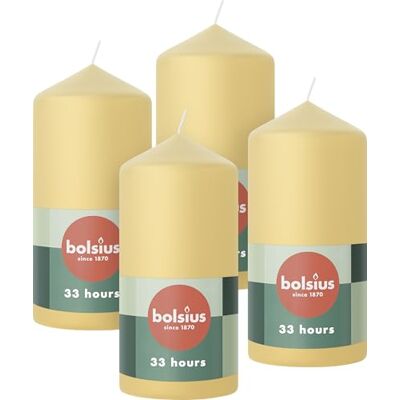bolsius Glatte Stumpenkerzen Beige 4 Stück 12 x 6 cm bolsius Glatte Stumpenkerzen Beige 4 Stück 12 x 6 cm