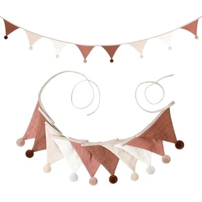 AiQInu Wimpelkette Stoff mit Puschel, 2.6m Wimpelkette Kinderzimmer, Girlande Stoff für Hausbett, Kindergeburtstagsfeier Deko (Beige-Kaffeefarbe) AiQInu Wimpelkette Stoff mit Puschel, 2.6m Wimpelkette Kinderzimmer, Girlande Stoff für Hausbett, Kindergeburtstagsfeier Deko (Beige-Kaffeefarbe)