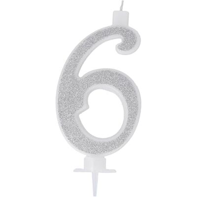 Graziano - No. 6 - Silber Glitzer - 13 cm - Kerze Graziano - No. 6 - Silber Glitzer - 13 cm - Kerze