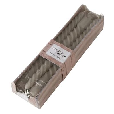 BOLTZE Stabkerze Twisto (6-tlg., hellgrau, 20 cm, aus Wachs, modernes Design, Stabkerze, Kerze, hellgraue Kerze, Deko) 2022298 BOLTZE Stabkerze Twisto (6-tlg., hellgrau, 20 cm, aus Wachs, modernes Design, Stabkerze, Kerze, hellgraue Kerze, Deko) 2022298