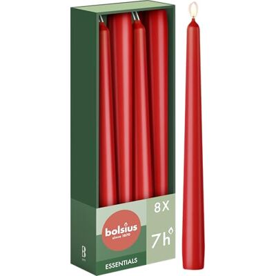 bolsius Glatte Spitzkerzen Rot Set 8 Stück im Karton Dekorative Haushaltkerzen Brenndauer 7 Stunden Unparfümierte Natürliches Pflanzenwachts Ohne Palmöl 24,5 cm bolsius Glatte Spitzkerzen Rot Set 8 Stück im Karton Dekorative Haushaltkerzen Brenndauer 7 Stunden Unparfümierte Natürliches Pflanzenwachts Ohne Palmöl 24,5 cm