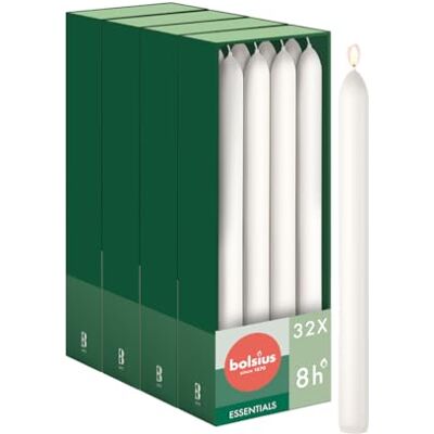 bolsius Essentials – Glatte Spitzkerzen Weiß 23 cm 32 Stück Dekorative Kerzen – Ohne Palmöl bolsius Essentials – Glatte Spitzkerzen Weiß 23 cm 32 Stück Dekorative Kerzen – Ohne Palmöl