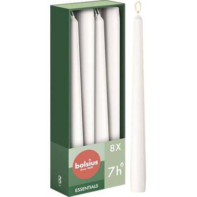 bolsius Glatte Spitzkerzen Weiß Set 8 Stück im Karton Dekorative Haushaltkerzen Brenndauer 7 Stunden Unparfümierte Natürliches Pflanzenwachts Ohne Palmöl 24,5 cm bolsius Glatte Spitzkerzen Weiß Set 8 Stück im Karton Dekorative Haushaltkerzen Brenndauer 7 Stunden Unparfümierte Natürliches Pflanzenwachts Ohne Palmöl 24,5 cm