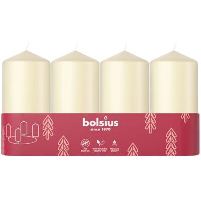 bolsius Adventszeit Stumpenkerze elfenbein 10cm 4-Pack Dekorative Kerze Mit natürlichem Pflanzenwachs Ohne Palmöl bolsius Adventszeit Stumpenkerze elfenbein 10cm 4-Pack Dekorative Kerze Mit natürlichem Pflanzenwachs Ohne Palmöl