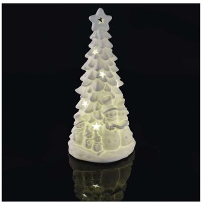 EMOS weiße LED Keramikdekoration Tannenbaum, Licht-Dekoration mit Schneemännern und leuchtenden Stern-Effekten, für Innenbereich, warmweißes Licht, batteriebetrieben (2x AA nicht enthalten) EMOS weiße LED Keramikdekoration Tannenbaum, Licht-Dekoration mit Schneemännern und leuchtenden Stern-Effekten, für Innenbereich, warmweißes Licht, batteriebetrieben (2x AA nicht enthalten)