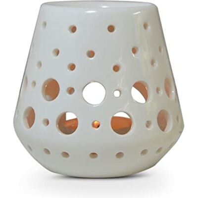 ZEN ARÔME Parfumbrenner Fondant Duftwachs Diffusor für Öl und Duftstoffe Kerzenhalter Windlicht Aromatherapie aus Keramik mit Lichtprojektion H 9 cm Loob Weiß Zen'Arôme ZEN ARÔME Parfumbrenner Fondant Duftwachs Diffusor für Öl und Duftstoffe Kerzenhalter Windlicht Aromatherapie aus Keramik mit Lichtprojektion H 9 cm Loob Weiß Zen'Arôme